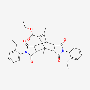 molecular formula C33H34N2O6 B5134566 ethyl 4,10-bis(2-ethylphenyl)-1,14-dimethyl-3,5,9,11-tetraoxo-4,10-diazatetracyclo[5.5.2.0~2,6~.0~8,12~]tetradec-13-ene-13-carboxylate 