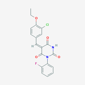 molecular formula C19H14ClFN2O4 B5134586 5-(3-chloro-4-ethoxybenzylidene)-1-(2-fluorophenyl)-2,4,6(1H,3H,5H)-pyrimidinetrione 