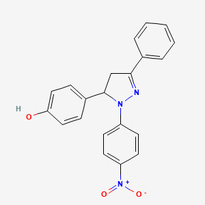 molecular formula C21H17N3O3 B5134623 4-[1-(4-nitrophenyl)-3-phenyl-4,5-dihydro-1H-pyrazol-5-yl]phenol 