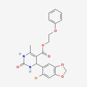 molecular formula C21H19BrN2O6 B5134703 2-phenoxyethyl 4-(6-bromo-1,3-benzodioxol-5-yl)-6-methyl-2-oxo-1,2,3,4-tetrahydro-5-pyrimidinecarboxylate 