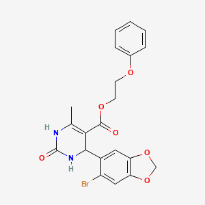 2-phenoxyethyl 4-(6-bromo-1,3-benzodioxol-5-yl)-6-methyl-2-oxo-1,2,3,4-tetrahydro-5-pyrimidinecarboxylate