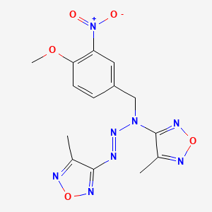 molecular formula C14H14N8O5 B5134714 3-[1-(4-methoxy-3-nitrobenzyl)-3-(4-methyl-1,2,5-oxadiazol-3-yl)-2-triazen-1-yl]-4-methyl-1,2,5-oxadiazole 