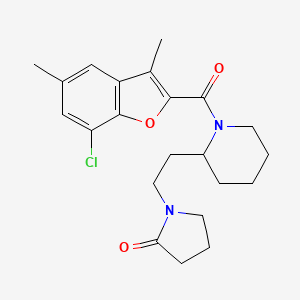 1-(2-{1-[(7-chloro-3,5-dimethyl-1-benzofuran-2-yl)carbonyl]-2-piperidinyl}ethyl)-2-pyrrolidinone