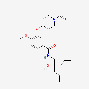 molecular formula C23H32N2O5 B5134819 3-[(1-acetyl-4-piperidinyl)oxy]-N-(2-allyl-2-hydroxy-4-penten-1-yl)-4-methoxybenzamide 
