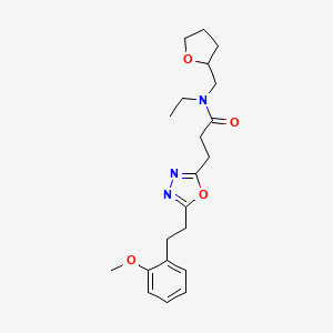 molecular formula C21H29N3O4 B5134845 N-ethyl-3-{5-[2-(2-methoxyphenyl)ethyl]-1,3,4-oxadiazol-2-yl}-N-(tetrahydro-2-furanylmethyl)propanamide 