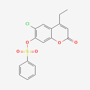 molecular formula C17H13ClO5S B5134894 6-chloro-4-ethyl-2-oxo-2H-chromen-7-yl benzenesulfonate 
