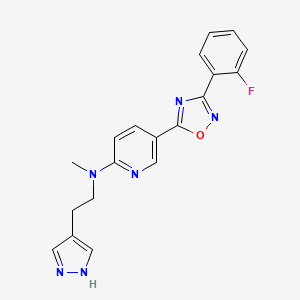 molecular formula C19H17FN6O B5134902 5-[3-(2-fluorophenyl)-1,2,4-oxadiazol-5-yl]-N-methyl-N-[2-(1H-pyrazol-4-yl)ethyl]-2-pyridinamine 