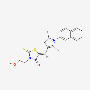 molecular formula C23H22N2O2S2 B5134920 5-{[2,5-dimethyl-1-(2-naphthyl)-1H-pyrrol-3-yl]methylene}-3-(2-methoxyethyl)-2-thioxo-1,3-thiazolidin-4-one 