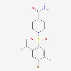 molecular formula C16H23BrN2O3S B513493 1-[(4-Bromo-2-isopropyl-5-methylphenyl)sulfonyl]-4-piperidinecarboxamide CAS No. 1018137-23-9