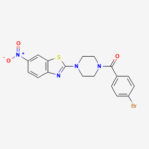 molecular formula C18H15BrN4O3S B5134944 2-[4-(4-bromobenzoyl)-1-piperazinyl]-6-nitro-1,3-benzothiazole CAS No. 5975-10-0