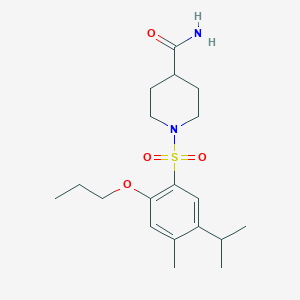 molecular formula C19H30N2O4S B513495 1-[(5-Isopropyl-4-methyl-2-propoxyphenyl)sulfonyl]-4-piperidinecarboxamide CAS No. 940988-07-8