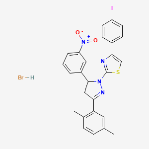 2-[3-(2,5-dimethylphenyl)-5-(3-nitrophenyl)-4,5-dihydro-1H-pyrazol-1-yl]-4-(4-iodophenyl)-1,3-thiazole hydrobromide