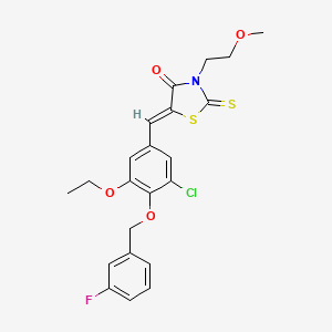 molecular formula C22H21ClFNO4S2 B5134984 5-{3-chloro-5-ethoxy-4-[(3-fluorobenzyl)oxy]benzylidene}-3-(2-methoxyethyl)-2-thioxo-1,3-thiazolidin-4-one 