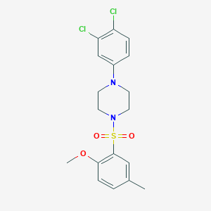 molecular formula C18H20Cl2N2O3S B513502 1-(3,4-Dichlorophenyl)-4-[(2-methoxy-5-methylphenyl)sulfonyl]piperazine CAS No. 681852-86-8