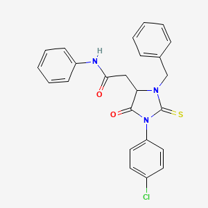 2-[3-benzyl-1-(4-chlorophenyl)-5-oxo-2-thioxo-4-imidazolidinyl]-N-phenylacetamide