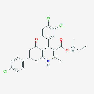 molecular formula C27H26Cl3NO3 B5135035 sec-butyl 7-(4-chlorophenyl)-4-(3,4-dichlorophenyl)-2-methyl-5-oxo-1,4,5,6,7,8-hexahydro-3-quinolinecarboxylate CAS No. 5725-42-8