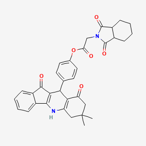 4-(7,7-dimethyl-9,11-dioxo-6,7,8,9,10,11-hexahydro-5H-indeno[1,2-b]quinolin-10-yl)phenyl (1,3-dioxooctahydro-2H-isoindol-2-yl)acetate