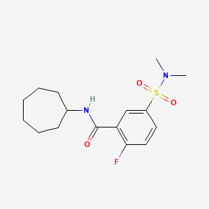 molecular formula C16H23FN2O3S B5135221 N-cycloheptyl-5-[(dimethylamino)sulfonyl]-2-fluorobenzamide 
