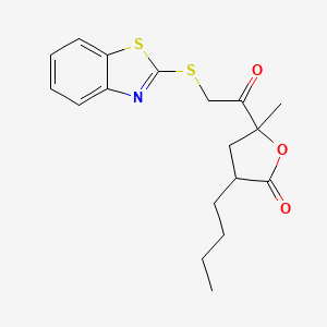molecular formula C18H21NO3S2 B5135244 5-[(1,3-benzothiazol-2-ylthio)acetyl]-3-butyl-5-methyldihydro-2(3H)-furanone 