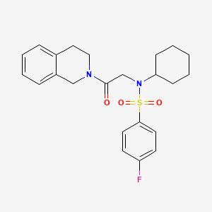 molecular formula C23H27FN2O3S B5135270 N-cyclohexyl-N-[2-(3,4-dihydro-2(1H)-isoquinolinyl)-2-oxoethyl]-4-fluorobenzenesulfonamide 