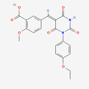 molecular formula C21H18N2O7 B5135300 5-{[1-(4-ethoxyphenyl)-2,4,6-trioxotetrahydro-5(2H)-pyrimidinylidene]methyl}-2-methoxybenzoic acid 