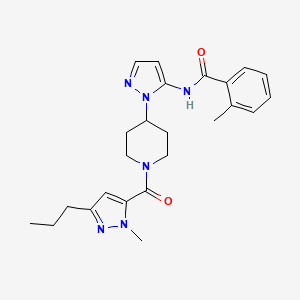 molecular formula C24H30N6O2 B5135334 2-methyl-N-(1-{1-[(1-methyl-3-propyl-1H-pyrazol-5-yl)carbonyl]-4-piperidinyl}-1H-pyrazol-5-yl)benzamide 