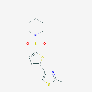 molecular formula C14H18N2O2S3 B513543 2-Methyl-4-(5-((4-methylpiperidin-1-yl)sulfonyl)thiophen-2-yl)thiazole CAS No. 941234-57-7