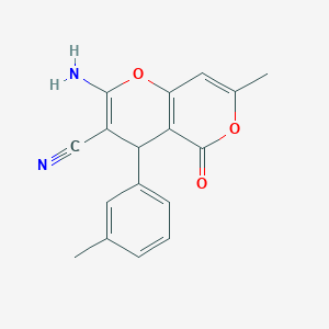 2-amino-7-methyl-4-(3-methylphenyl)-5-oxo-4H,5H-pyrano[4,3-b]pyran-3-carbonitrile