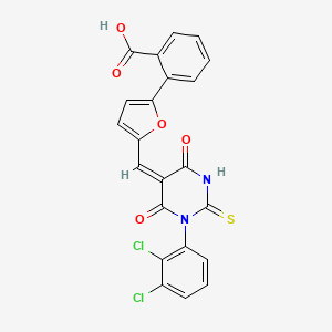 molecular formula C22H12Cl2N2O5S B5135602 2-(5-{[1-(2,3-dichlorophenyl)-4,6-dioxo-2-thioxotetrahydro-5(2H)-pyrimidinylidene]methyl}-2-furyl)benzoic acid 