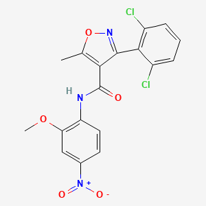 molecular formula C18H13Cl2N3O5 B5135626 3-(2,6-dichlorophenyl)-N-(2-methoxy-4-nitrophenyl)-5-methyl-4-isoxazolecarboxamide 