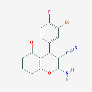 molecular formula C16H12BrFN2O2 B5135646 2-amino-4-(3-bromo-4-fluorophenyl)-5-oxo-5,6,7,8-tetrahydro-4H-chromene-3-carbonitrile 