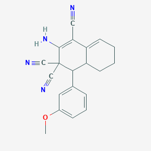 molecular formula C20H18N4O B5135663 2-amino-4-(3-methoxyphenyl)-4a,5,6,7-tetrahydro-1,3,3(4H)-naphthalenetricarbonitrile 