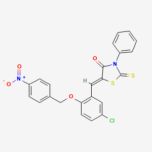 molecular formula C23H15ClN2O4S2 B5135741 5-{5-chloro-2-[(4-nitrobenzyl)oxy]benzylidene}-3-phenyl-2-thioxo-1,3-thiazolidin-4-one 