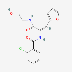 molecular formula C16H15ClN2O4 B5135750 2-chloro-N-(2-(2-furyl)-1-{[(2-hydroxyethyl)amino]carbonyl}vinyl)benzamide 