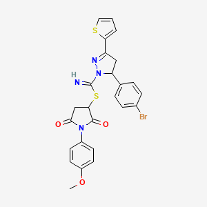 molecular formula C25H21BrN4O3S2 B5135768 1-(4-methoxyphenyl)-2,5-dioxo-3-pyrrolidinyl 5-(4-bromophenyl)-3-(2-thienyl)-4,5-dihydro-1H-pyrazole-1-carbimidothioate 