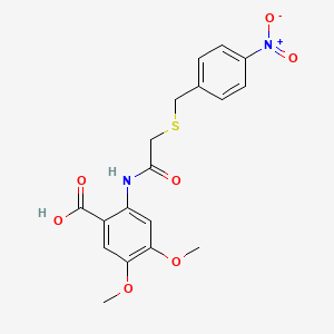 molecular formula C18H18N2O7S B5135825 4,5-dimethoxy-2-({[(4-nitrobenzyl)thio]acetyl}amino)benzoic acid 