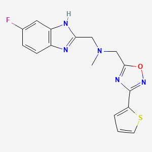 molecular formula C16H14FN5OS B5135846 1-(6-fluoro-1H-benzimidazol-2-yl)-N-methyl-N-{[3-(2-thienyl)-1,2,4-oxadiazol-5-yl]methyl}methanamine 