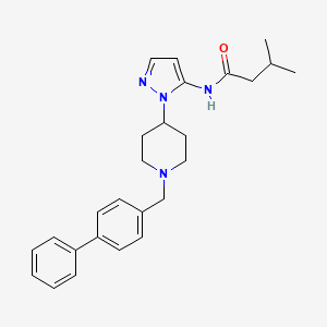 molecular formula C26H32N4O B5135901 N-{1-[1-(4-biphenylylmethyl)-4-piperidinyl]-1H-pyrazol-5-yl}-3-methylbutanamide 