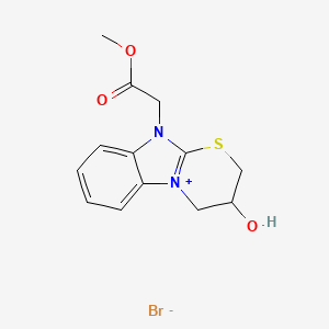 3-hydroxy-10-(2-methoxy-2-oxoethyl)-3,4-dihydro-2H-[1,3]thiazino[3,2-a][3,1]benzimidazol-10-ium bromide