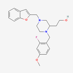 molecular formula C23H27FN2O3 B5135938 2-[4-(1-benzofuran-2-ylmethyl)-1-(2-fluoro-4-methoxybenzyl)-2-piperazinyl]ethanol 