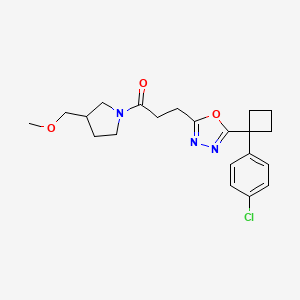 molecular formula C21H26ClN3O3 B5135959 2-[1-(4-chlorophenyl)cyclobutyl]-5-{3-[3-(methoxymethyl)-1-pyrrolidinyl]-3-oxopropyl}-1,3,4-oxadiazole 