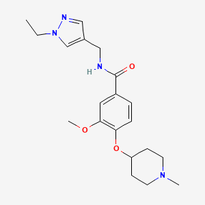 molecular formula C20H28N4O3 B5136008 N-[(1-ethyl-1H-pyrazol-4-yl)methyl]-3-methoxy-4-[(1-methyl-4-piperidinyl)oxy]benzamide 