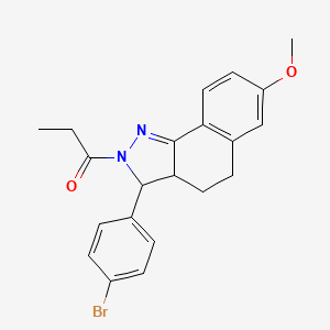 molecular formula C21H21BrN2O2 B5136101 3-(4-bromophenyl)-7-methoxy-2-propionyl-3,3a,4,5-tetrahydro-2H-benzo[g]indazole 