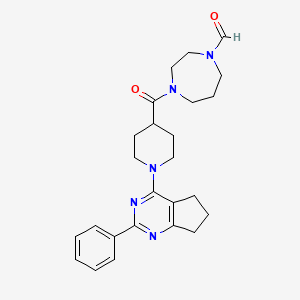molecular formula C25H31N5O2 B5136106 4-{[1-(2-phenyl-6,7-dihydro-5H-cyclopenta[d]pyrimidin-4-yl)-4-piperidinyl]carbonyl}-1,4-diazepane-1-carbaldehyde 