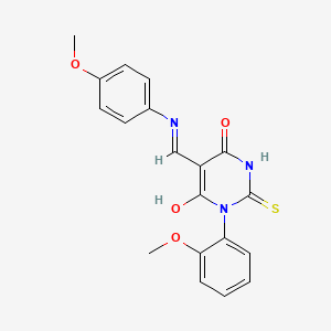 molecular formula C19H17N3O4S B5136155 1-(2-methoxyphenyl)-5-{[(4-methoxyphenyl)amino]methylene}-2-thioxodihydro-4,6(1H,5H)-pyrimidinedione 