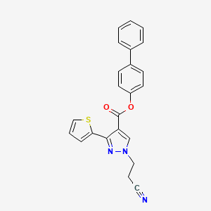 molecular formula C23H17N3O2S B5136220 4-biphenylyl 1-(2-cyanoethyl)-3-(2-thienyl)-1H-pyrazole-4-carboxylate 