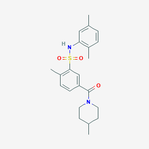 molecular formula C22H28N2O3S B5136228 N-(2,5-dimethylphenyl)-2-methyl-5-[(4-methyl-1-piperidinyl)carbonyl]benzenesulfonamide 