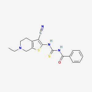 molecular formula C18H18N4OS2 B5136262 N-{[(3-cyano-6-ethyl-4,5,6,7-tetrahydrothieno[2,3-c]pyridin-2-yl)amino]carbonothioyl}benzamide 