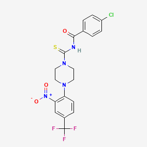 molecular formula C19H16ClF3N4O3S B5136270 4-chloro-N-({4-[2-nitro-4-(trifluoromethyl)phenyl]-1-piperazinyl}carbonothioyl)benzamide 