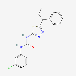 molecular formula C18H17ClN4OS B5136288 N-(3-chlorophenyl)-N'-[5-(1-phenylpropyl)-1,3,4-thiadiazol-2-yl]urea 